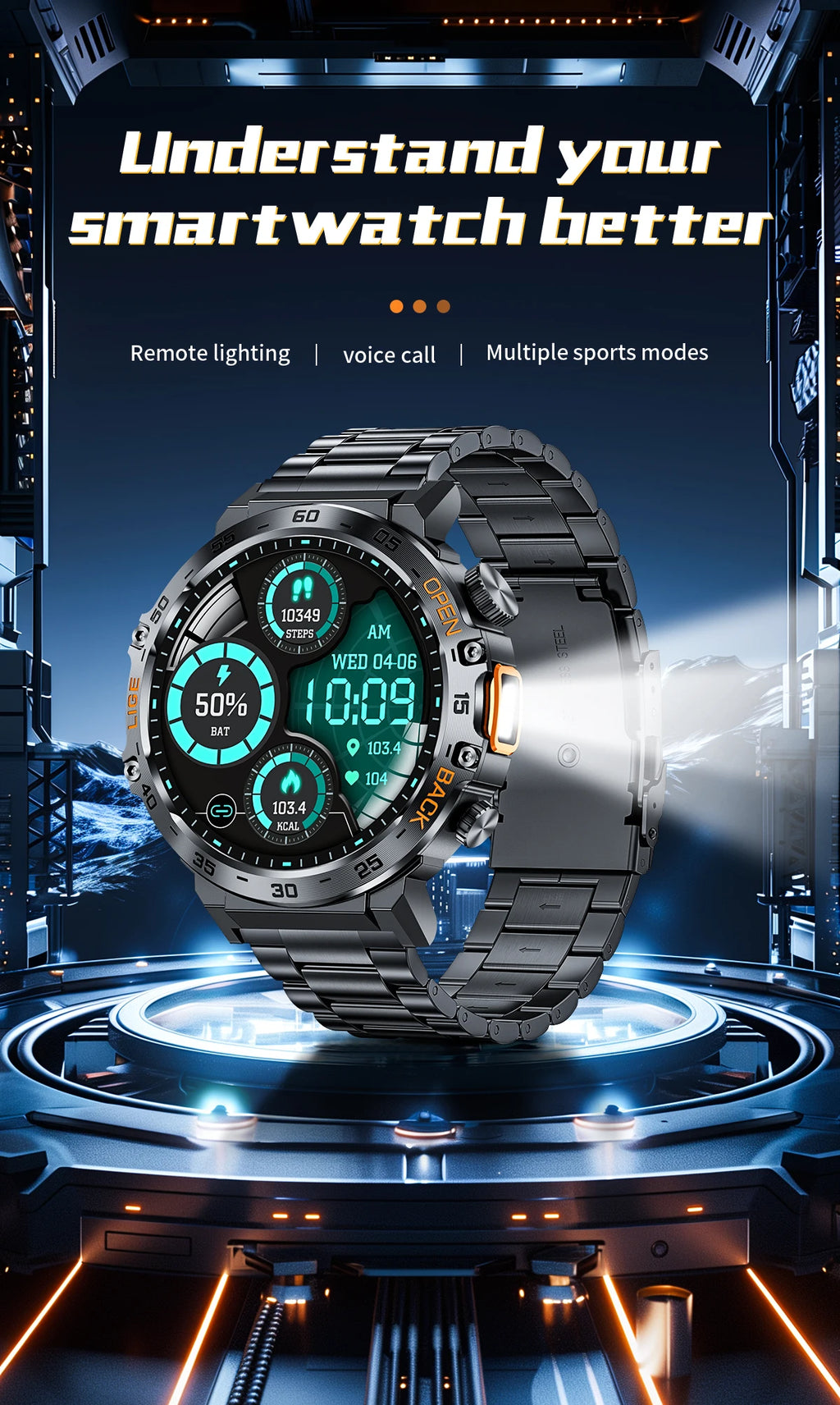 LIGE Smart Watch Men 360*360 AMOLED HD Screen Waterproof Sports Fitness Watches Flashlight Men Smartwatch For Andrio IOS 2026