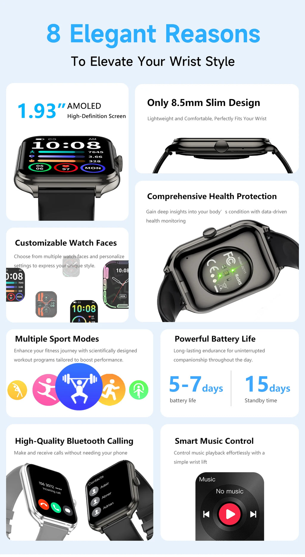 2026 1.95-inch Ultra Smart Watch For Men Women 300mAh High Capacity Battery Outdoor Sports Fitness Health Monitoring Smartwatch