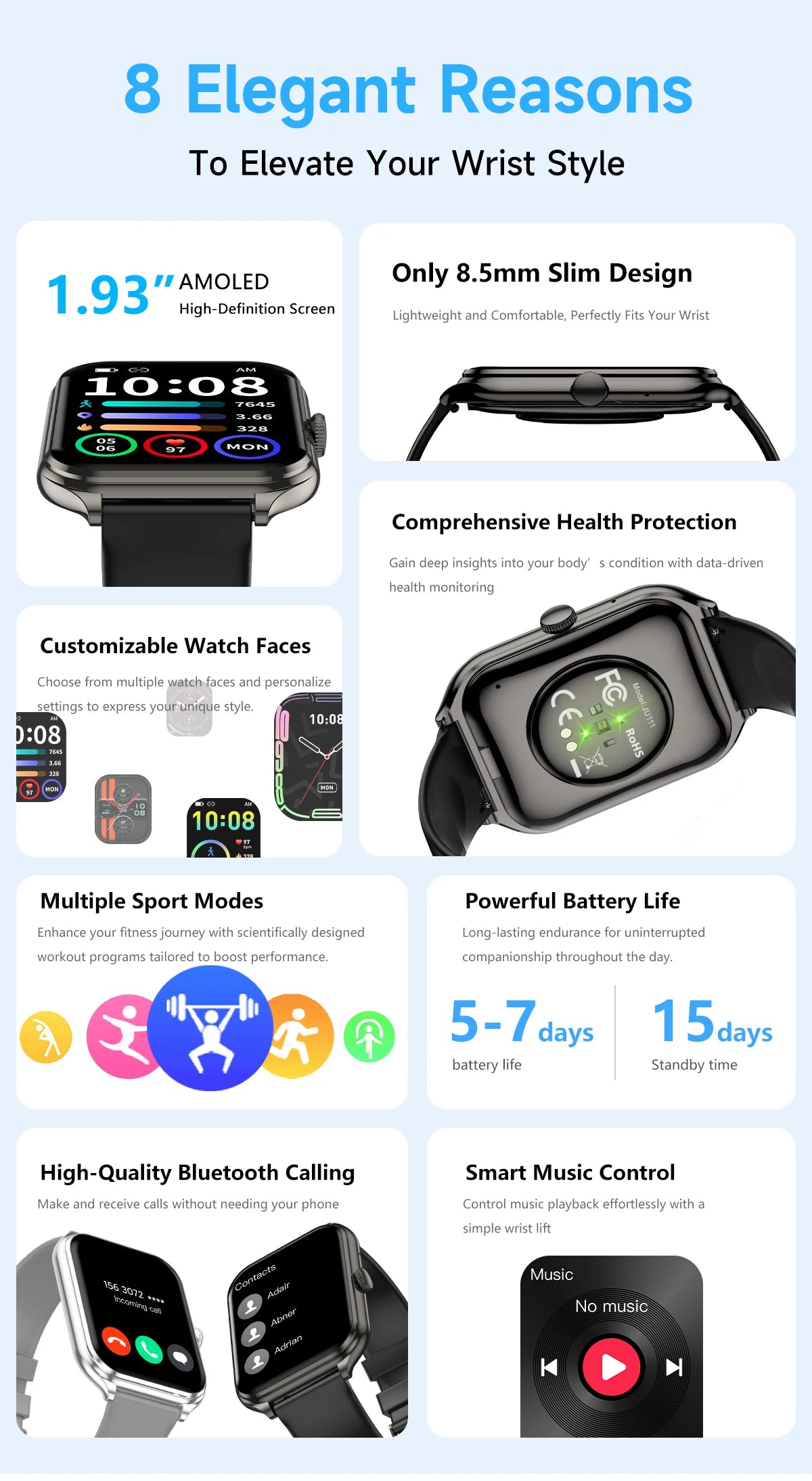 2026 1.95-inch Ultra Smart Watch For Men Women 300mAh High Capacity Battery Outdoor Sports Fitness Health Monitoring Smartwatch