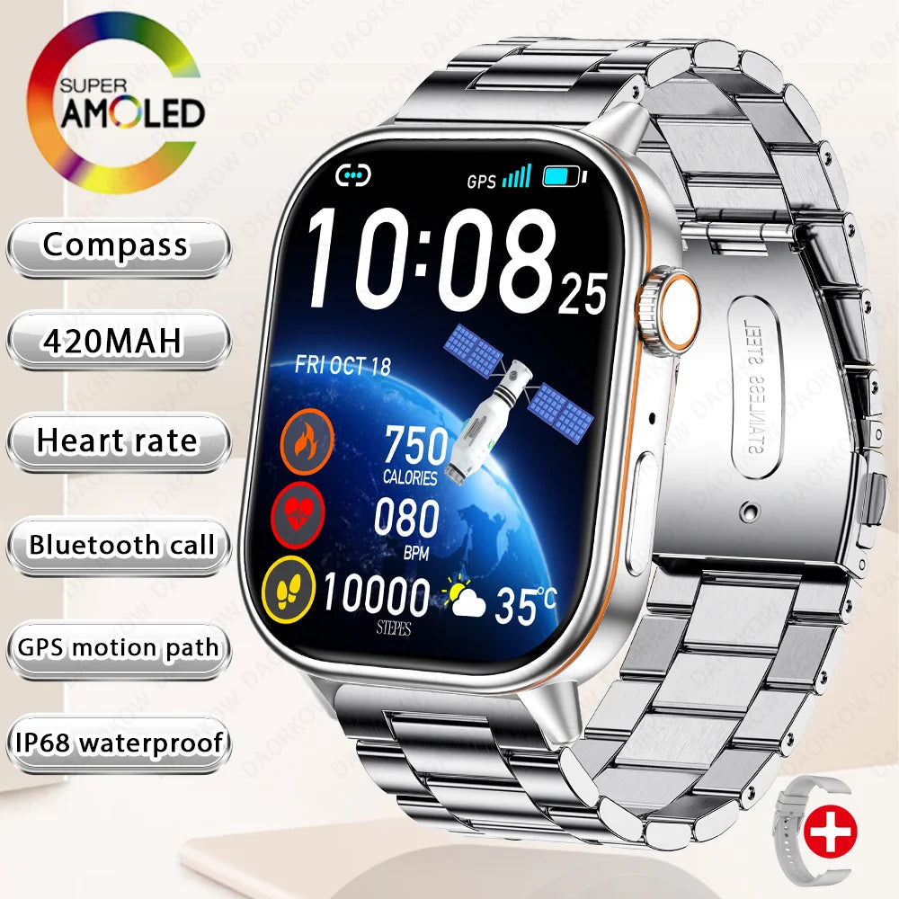 New Smart Watch for Men and Women HD AMOLED Screen Heart Rate Bluetooth Call GPS Tracking IP67 Waterproof Sports Smart Watch