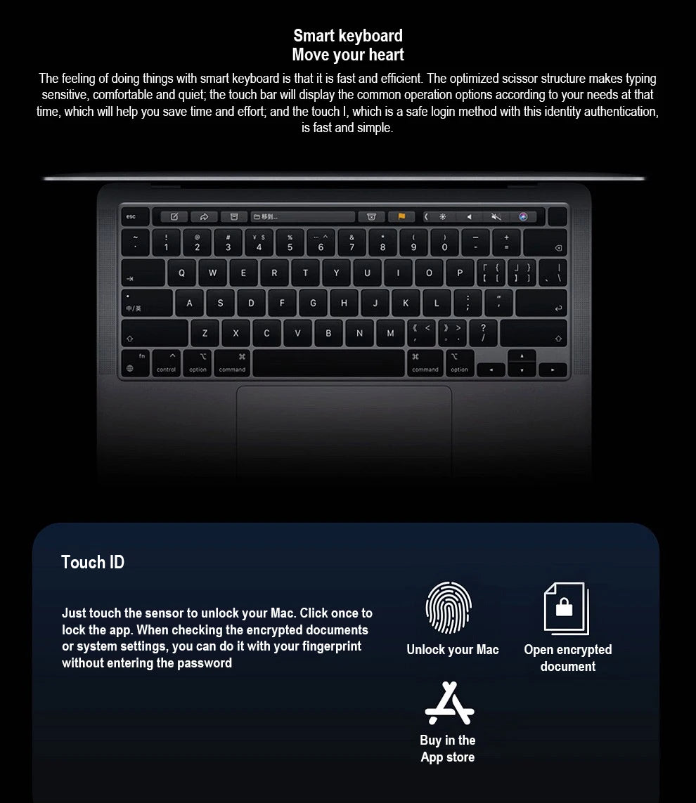 2020 MacBook Pro i5 13 inch 8G/16G RAM,256GB/512GB/1TB SSD Touch ID Original Genuine Laptop for i5 Touch Bar MacBook Pro i5