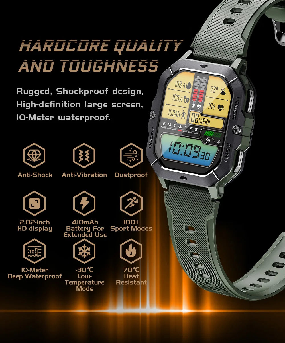 Smart Watch For Men 100+ Sports Modes,Activity Tracker with Heart Rate/SpO2/Sleep Monitor,1 ATM Waterproof  For Andriod IOS