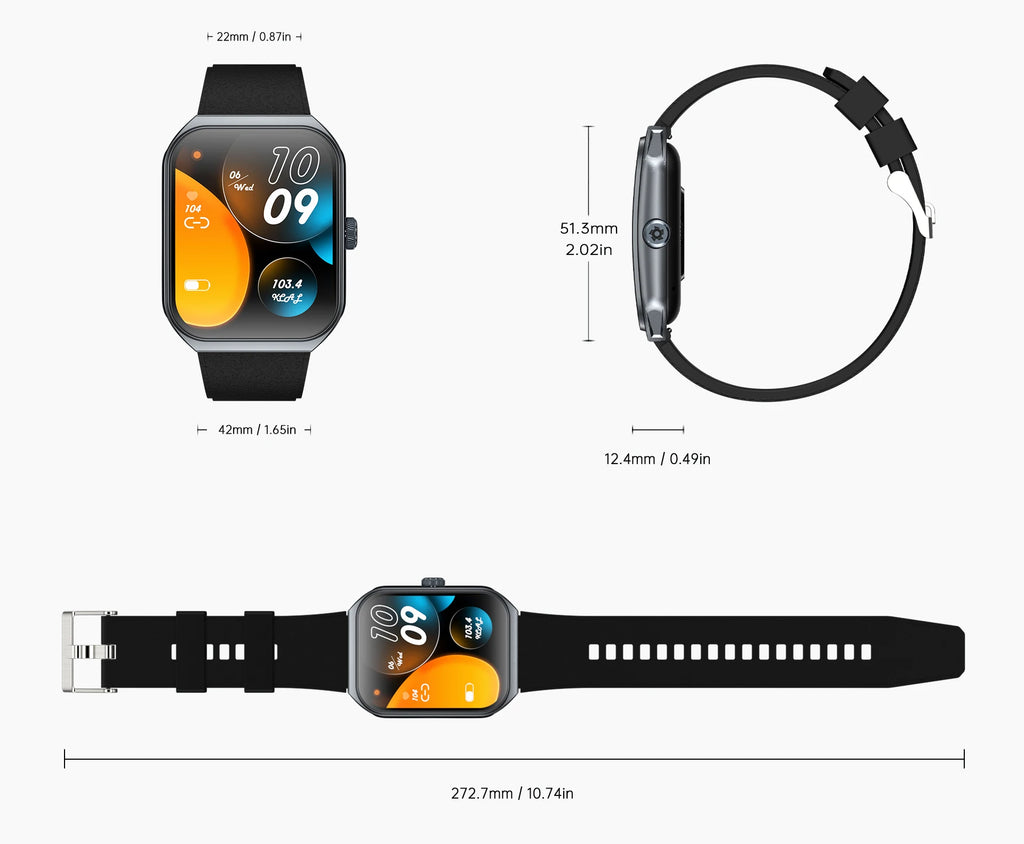 Smart Watch for Men's Women's 1.95-inch AMOLED HD Screen IP68 Waterproof 100+Sports Mode Fitness Tracker Heart Rate monitoring