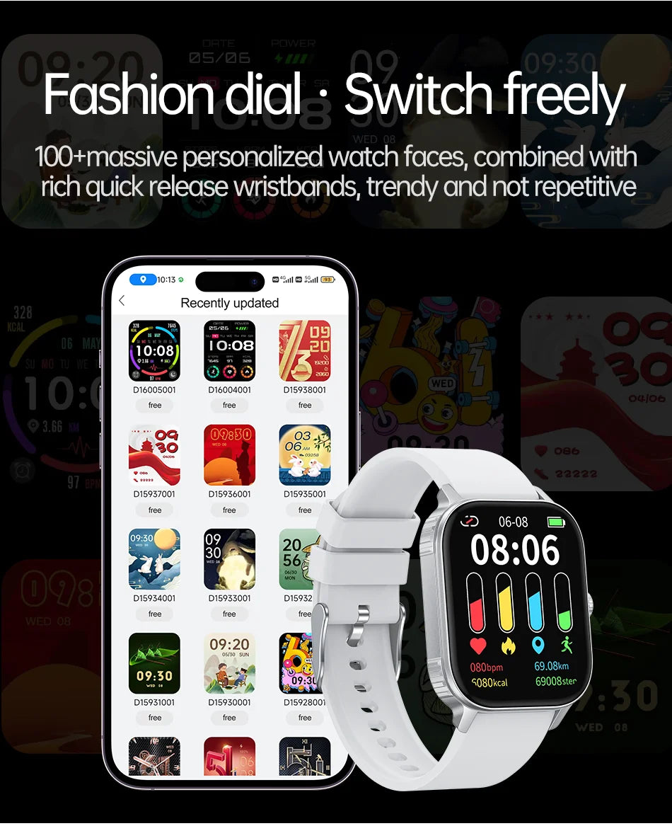 2026 upgraded smartwatch -1000mAh long battery life, 2.04-inch large screen, wireless calling, 100+sports, neutral smartwatch