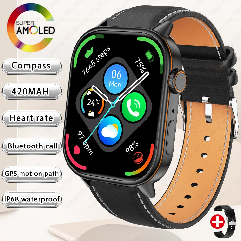 New Smart Watch for Men and Women HD AMOLED Screen Heart Rate Bluetooth Call GPS Tracking IP67 Waterproof Sports Smart Watch