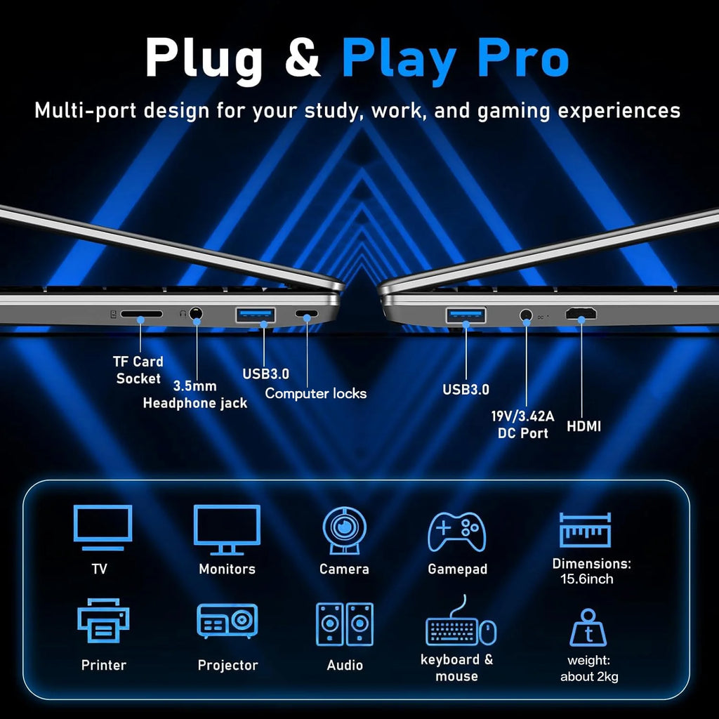 2026 15.6" Core i9 10980HK Laptop Computer Windows 11 Pro Notebook Gamer 16GB RAM 1TB SSD Fingerprint UnIock Office Game Laptops