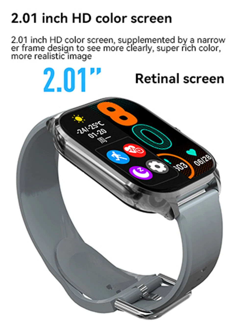 2026 New Smart Watch For Android IOS 2.01Inch Color Screen Bluetooth Call Blood Oxygen/Pressure Monitoring Smart Watch Women Men