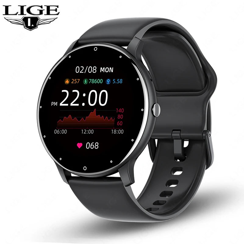 LIGE Smart Watch Women Men Full Touch Screen Bluetooth Call Smartwatch Waterproof Sports Fitness Tracker Watches for Android iOS