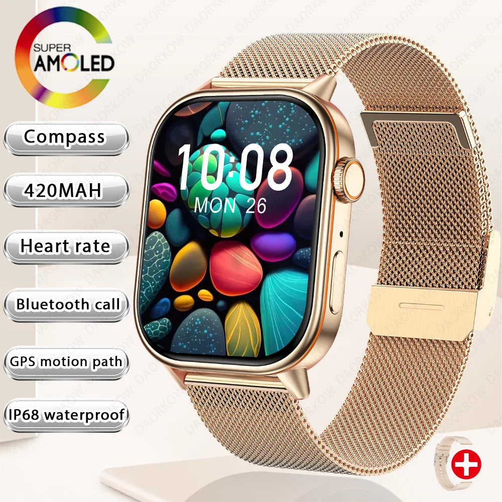 New Smart Watch for Men and Women HD AMOLED Screen Heart Rate Bluetooth Call GPS Tracking IP67 Waterproof Sports Smart Watch