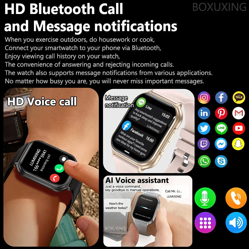 2026 New Smartwatches Men Women Professional Sports Fitness IP68 Waterproof Built-in 24H Heart Rate Bluetooth Call Smart Watch