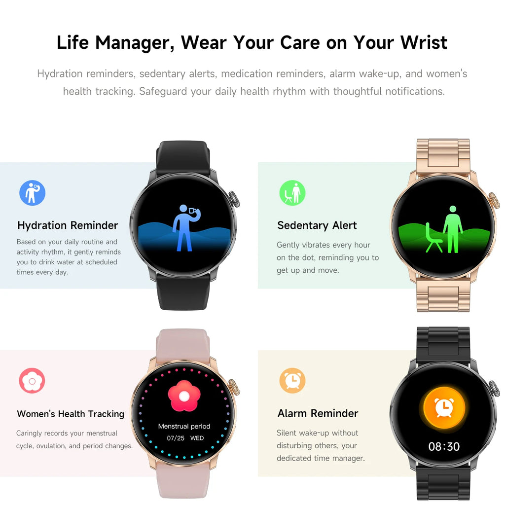 2026 New Smart Watch For Women Gift 1.43 Inch Full Touch Screen Sports Watches 500+Custom Dial Call Waterproof Smartwatch Ladies