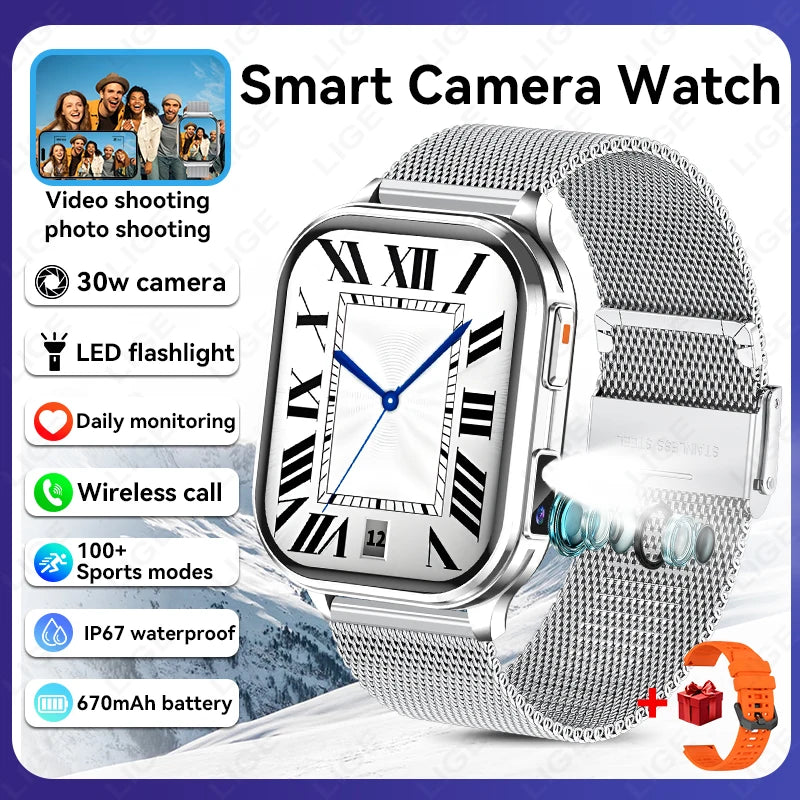 2026 New Men Smart Watch Photos Record Video Health Monitor Waterproof BT Call Recording Sports Fitness Camera Smart Watch Women