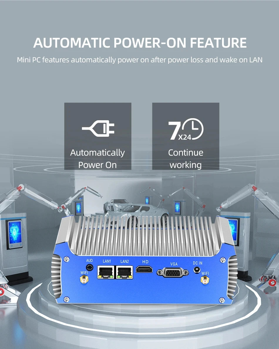 Inter Core i3 i5 i7 Industrial Mini PC Support WiFi 3G/4G LTE Linux Pfsense Computer with 2xLAN 2xRS232 4xUSB3.0 Windows10 Ready