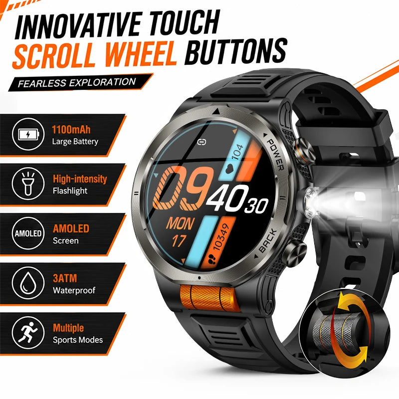 Smart Watch 1.43AMOLED Colorful Screen Highlight 1100mAh Battery Outdoor Compass 100+ Sports Mode Health Monitoring Smart Watch
